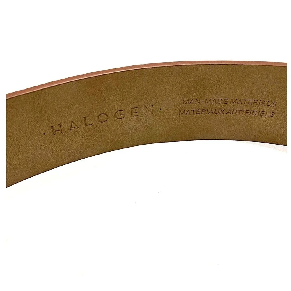 Halogen Womens Brown Croc Embossed Belt Silver Buckle Faux Leather S Nordstrom